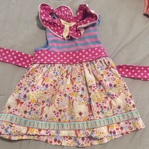 Matilda Jane Pink & Blue Striped Floral Kids Dress